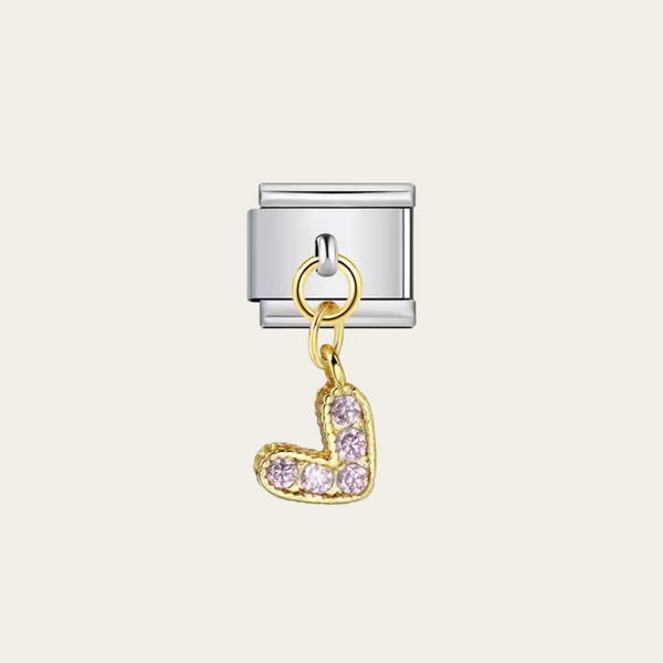 Charm de corazón de diamantes de imitación de plata